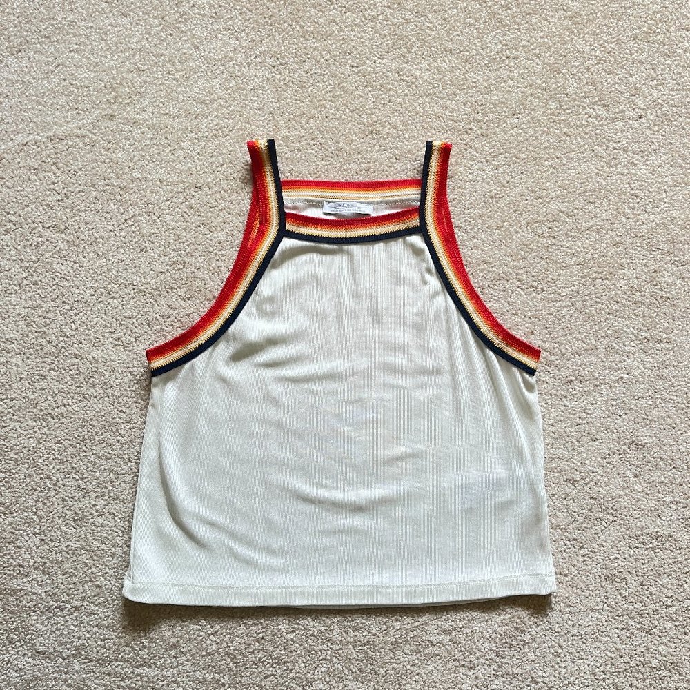 Zara Halter Top, Rainbow Off-White, 70's style top, Women's Size Medium …